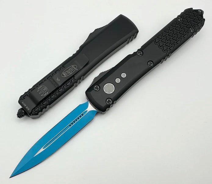 Microtech Ultratech Jedi Knight OTF Knife Black (3.4" Blue) 122 - 1JK - timberknives.com