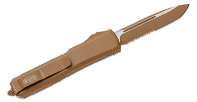Microtech Ultratech S/E OTF Automatic Knife Cerakote Tan (3.4" Tan Serr) - timberknives.com