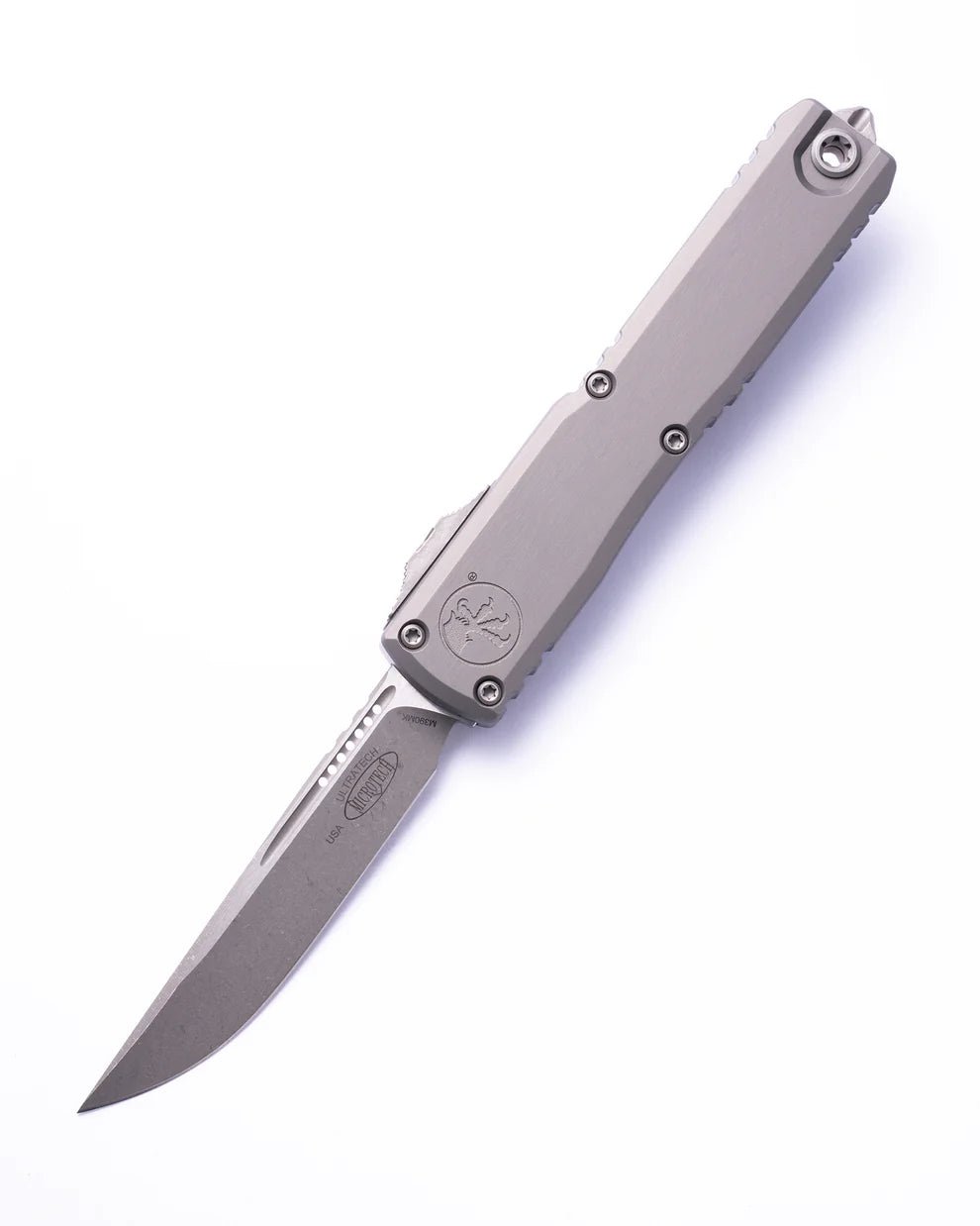 Microtech Ultratech ZBP Gen III Single Edge OTF Knife - M390MK Apocalyptic Blade, Natural Clear Aluminum Handle (3.55") 1121 - 10 APNC - timberknives.com
