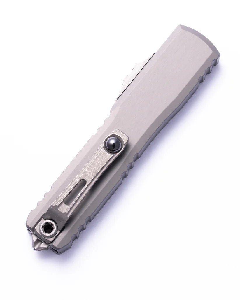 Microtech Ultratech ZBP Gen III Single Edge OTF Knife - M390MK Apocalyptic Blade, Natural Clear Aluminum Handle (3.55") 1121 - 10 APNC - timberknives.com