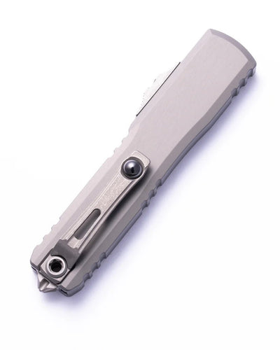Microtech Ultratech ZBP Gen III Single Edge OTF Knife - M390MK Apocalyptic Blade, Natural Clear Aluminum Handle (3.55") 1121 - 10 APNC - timberknives.com