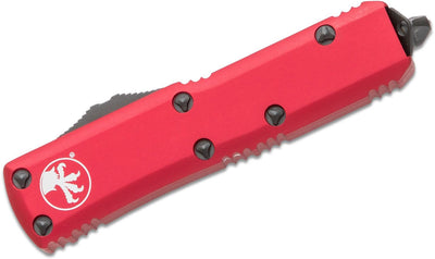 Microtech UTX - 85 232 - 1RD AUTO OTF Knife 3" Black Double Edge Dagger Blade, Red Aluminum Handles - timberknives.com
