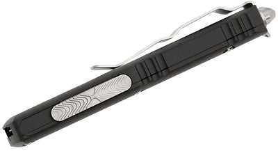 Microtech UTX - 85 AUTO OTF Knife 3" Stonewashed Drop Point Plain Blade, Black Aluminum Handles - 231 - 10 - timberknives.com