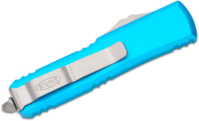 Microtech UTX - 85 D/E OTF Automatic Knife Turquoise (3.1" Satin) 232 - 4 TQ - timberknives.com