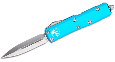 Microtech UTX - 85 D/E OTF Automatic Knife Turquoise (3.1" Satin) 232 - 4 TQ - timberknives.com