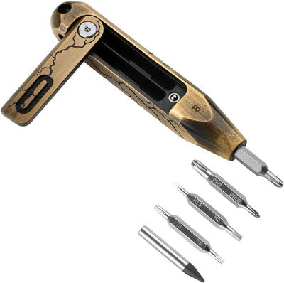 OKNIFE Otacle D1 EDC Multi - Bit Driver Cracked Brass - timberknives.com