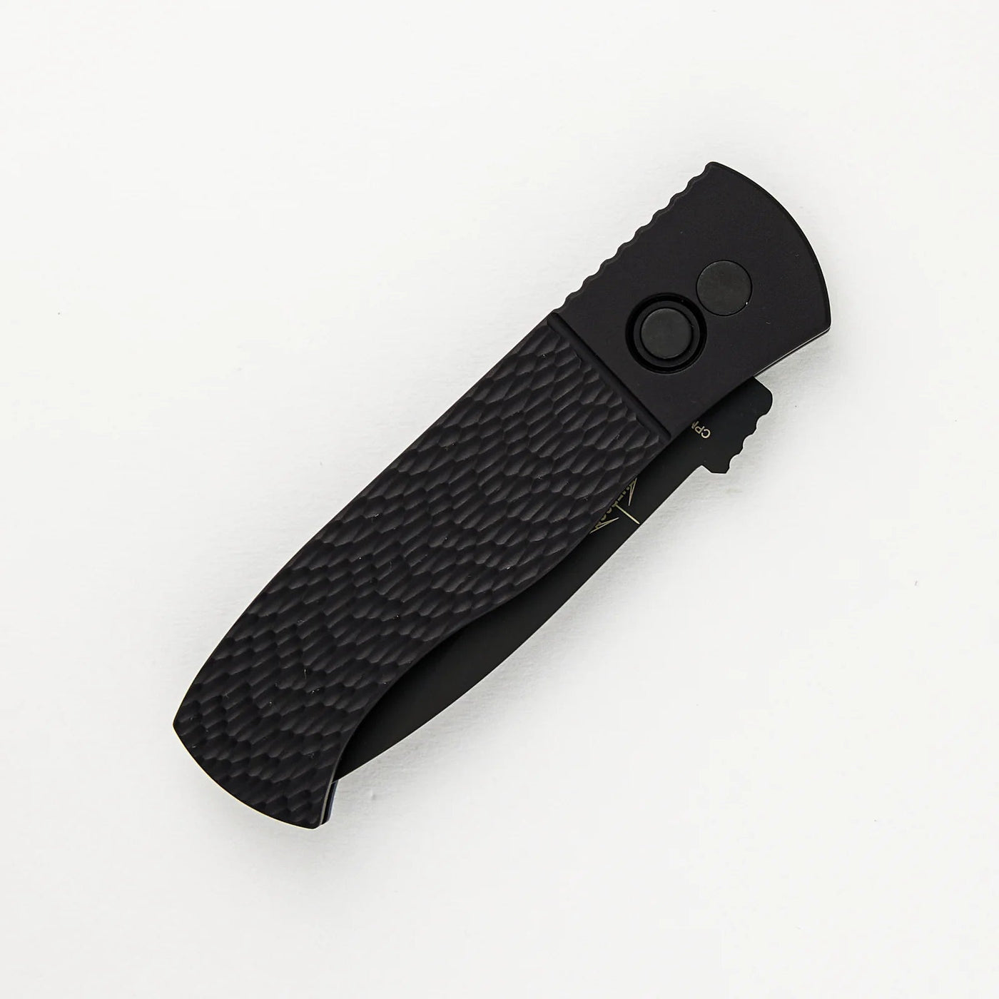 PRO - TECH KNIVES CQC7 AUTO EMERSON DESIGN E7A06 - LH - 20CV - LEFT HANDED, BLACK TEXTURED HANDLE, DLC BLACK SPEAR POINT 20CV BLADE - timberknives.com