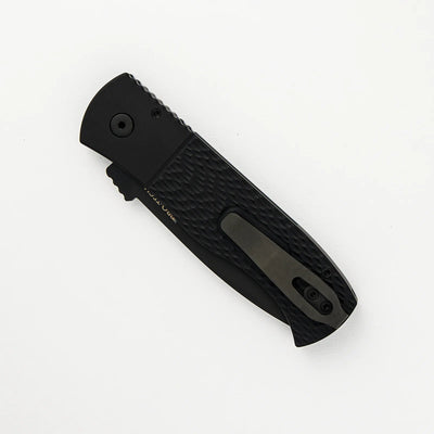 PRO - TECH KNIVES CQC7 AUTO EMERSON DESIGN E7A06 - LH - 20CV - LEFT HANDED, BLACK TEXTURED HANDLE, DLC BLACK SPEAR POINT 20CV BLADE - timberknives.com