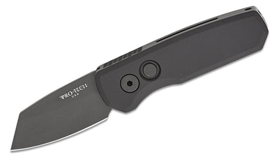 Pro - Tech R5403 Runt 5 AUTO Folding Knife - 1.94" Black DLC Reverse Tanto Blade, Black Aluminum Handles - timberknives.com