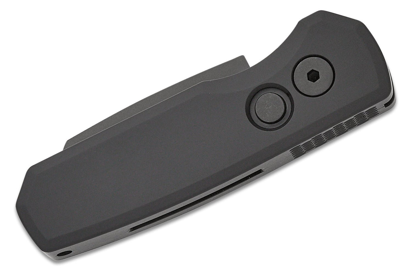 Pro - Tech R5403 Runt 5 AUTO Folding Knife - 1.94" Black DLC Reverse Tanto Blade, Black Aluminum Handles - timberknives.com