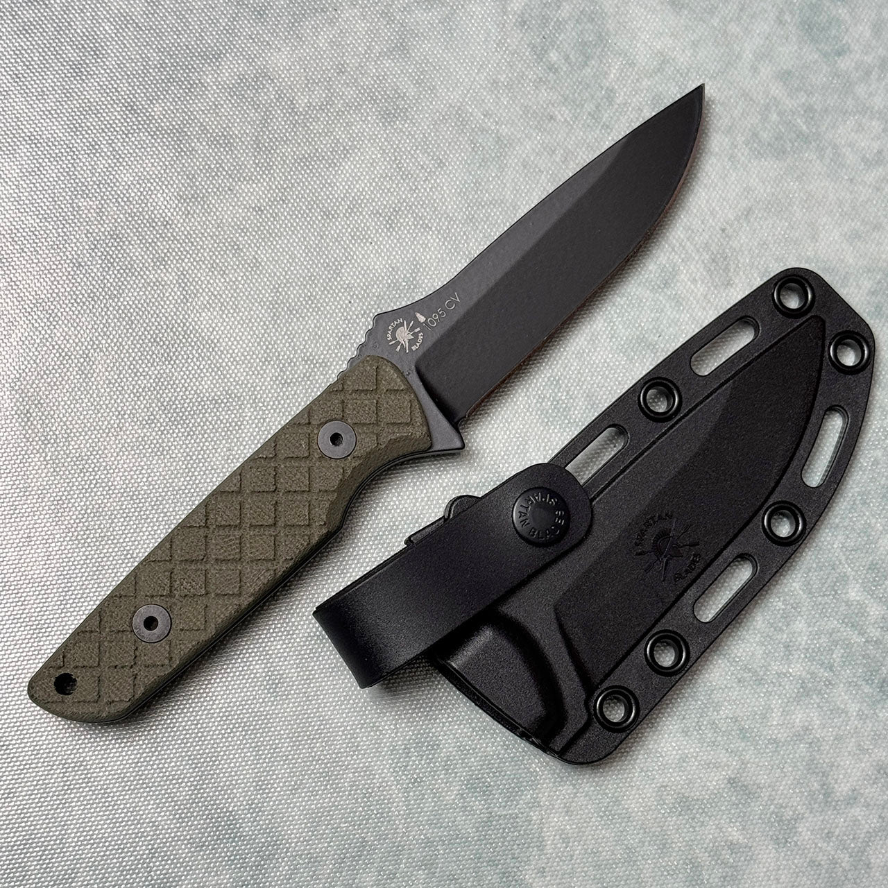 Spartan Blades Alala Fixed Blade Knife 3.75" 1095 Cro - Van Drop Point, Green Micarta Handles - timberknives.com