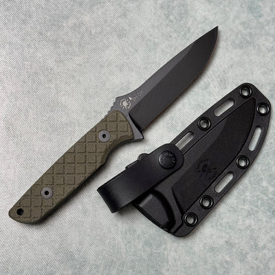 Spartan Blades Alala Fixed Blade Knife 3.75" 1095 Cro - Van Drop Point, Green Micarta Handles - timberknives.com