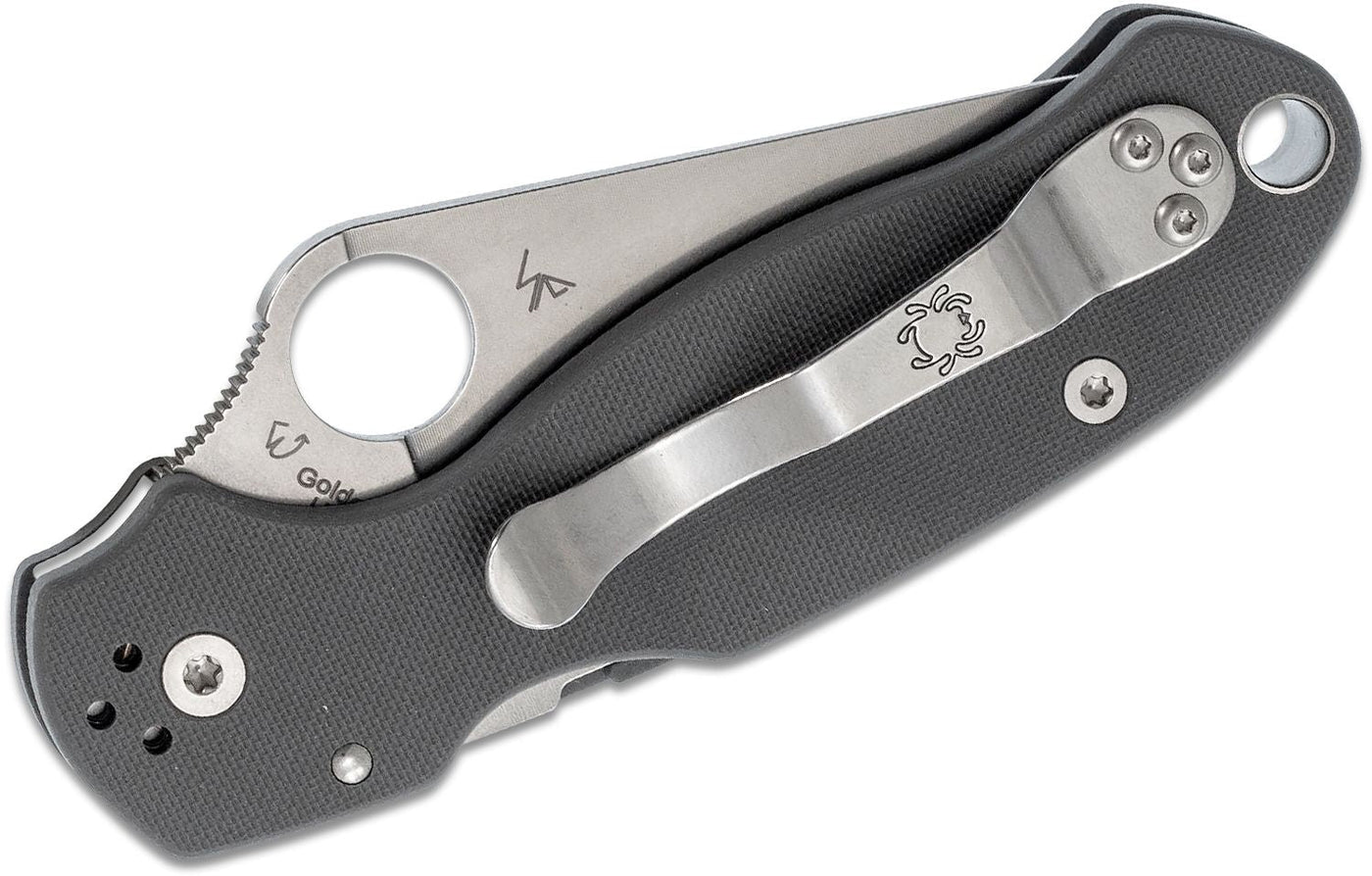 Spyderco C223GPDGY Para 3 Folding Knife 3" Maxamet Stonewashed Plain Blade, Dark Gray G10 Handles (Paramilitary 3), Compression Lock - timberknives.com