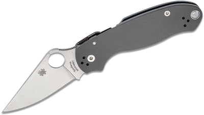 Spyderco C223GPDGY Para 3 Folding Knife 3" Maxamet Stonewashed Plain Blade, Dark Gray G10 Handles (Paramilitary 3), Compression Lock - timberknives.com