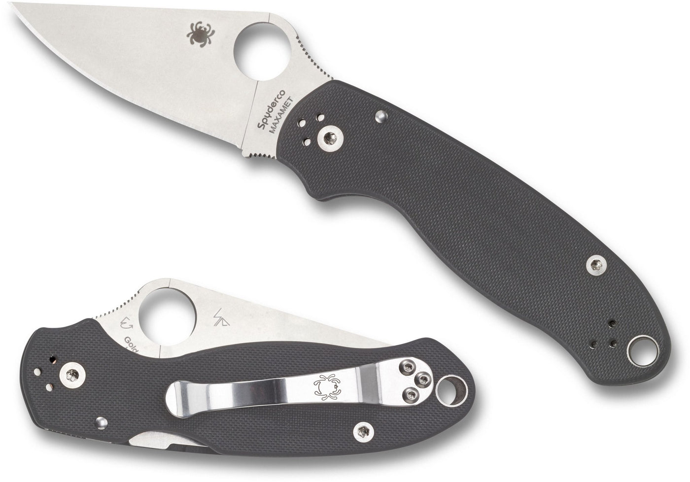 Spyderco C223GPDGY Para 3 Folding Knife 3" Maxamet Stonewashed Plain Blade, Dark Gray G10 Handles (Paramilitary 3), Compression Lock - timberknives.com