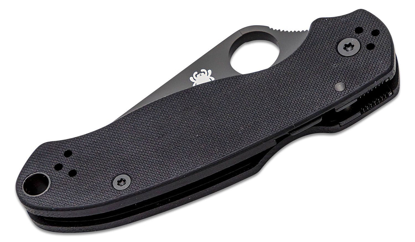 Spyderco Para 3 Folding Knife 3" S45VN Black Plain Blade, Black G10 Handles (Paramilitary 3), Compression Lock - C223GPBK - timberknives.com