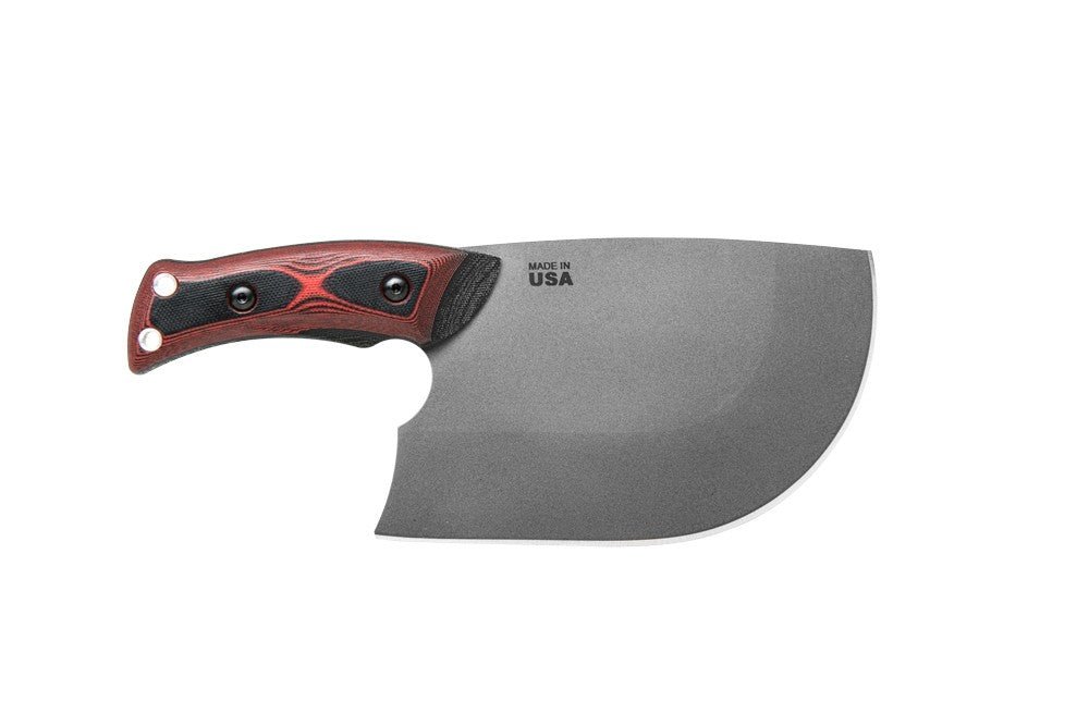 TOPS Knives XXX Dicer Fixed Blade Kitchen Knife - 440C Cleaver - Style Blade, Full Tang, Premium Multi - Purpose Culinary Tool with Red/Black G10 Handle - timberknives.com