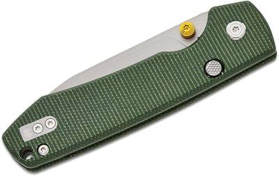 Vosteed Raccoon Folding Knife 3.25" 14C28N Satin Drop Point, Green Micarta Handles - timberknives.com