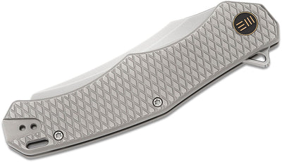 We Knife Company Kyle Lamb RekkeR Frame Lock Flipper Knife 3.61" CPM - 20CV Polished Bead Blasted Reverse Tanto Blade, Polished Bead Blast Machined Titanium Handles - WE22010G - 2 - timberknives.com