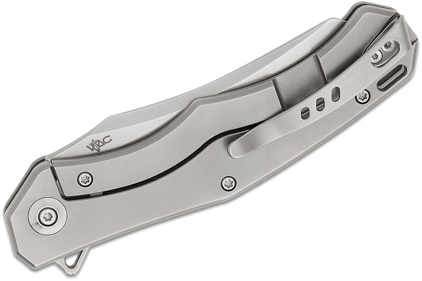 We Knife Company Kyle Lamb RekkeR Frame Lock Flipper Knife 3.61" CPM - 20CV Polished Bead Blasted Reverse Tanto Blade, Polished Bead Blast Machined Titanium Handles - WE22010G - 2 - timberknives.com