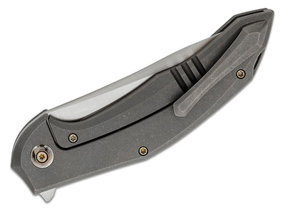We Knife Company Limited Edition Anton Tkachenko Merata Flipper Knife 3.68" CPM - 20CV Hand Rubbed Trailing Point Blade, Gray Titanium Handles, Frame Lock - WE22008A - 2 - timberknives.com