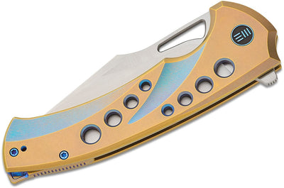 WE KNIFE Swiftfin Flipper & Thumb Hole Knife Titanium Handle (3.8" CPM 20CV Blade) WE23051 - 4 - timberknives.com