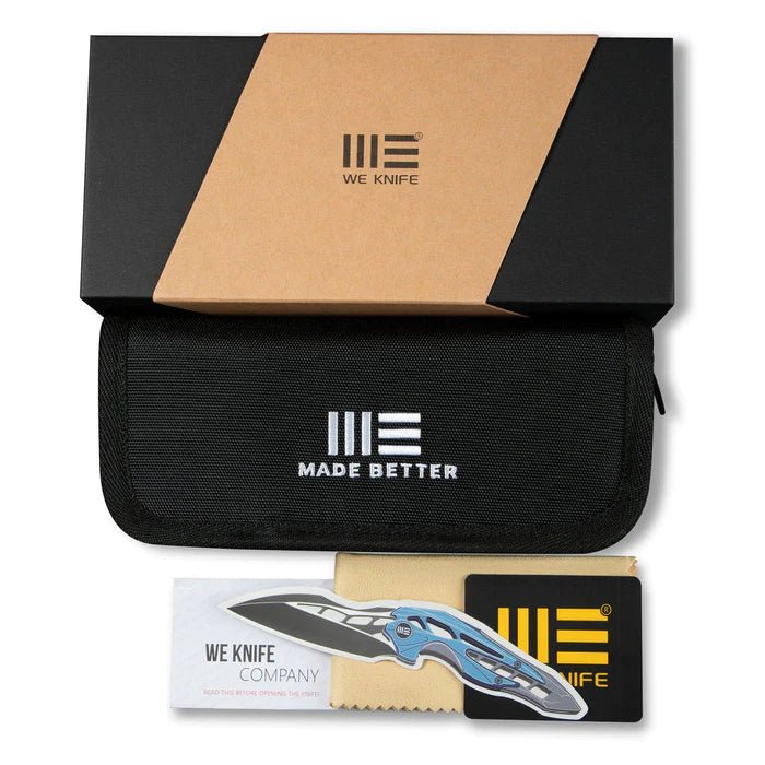 WEKNIFE Mini Malice Flipper & Button Lock Knife Titanium Handle - timberknives.com