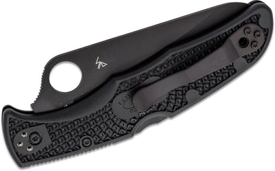 Spyderco Pacific Salt 2 Folding Knife 3.78" H1 Black TiCN Plain Blade, Black FRN Handles - Model C91PBBK2