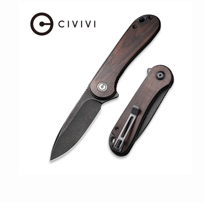 CIVIVI Elementum Flipper Knife Wood Handle (2.96" D2 Blade) - C907w