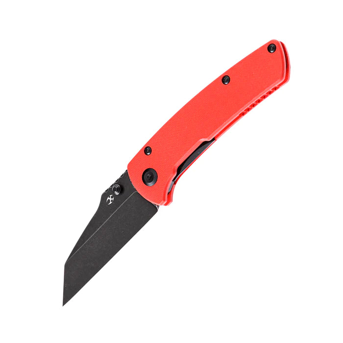 Kansept Knives Main Street Liner Lock Knife Red G-10 (3.4" Black Stone Wash)