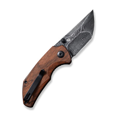 CIVIVI Thug 2 Thumb Stud Knife Wood Handle (2.69" Damascus Blade) - C20028C-DS1