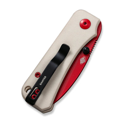 CIVIVI Baby Banter Thumb Stud Knife Ivory G10 Handle (2.34" Red Painted Nitro-V Blade) C19068S-7 - C19068S-7
