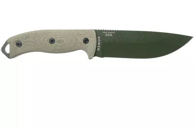 ESEE Model 5, Green Canvas Micarta, Fixed Blade, Kydex Sheath, Plain Edge (5.25")