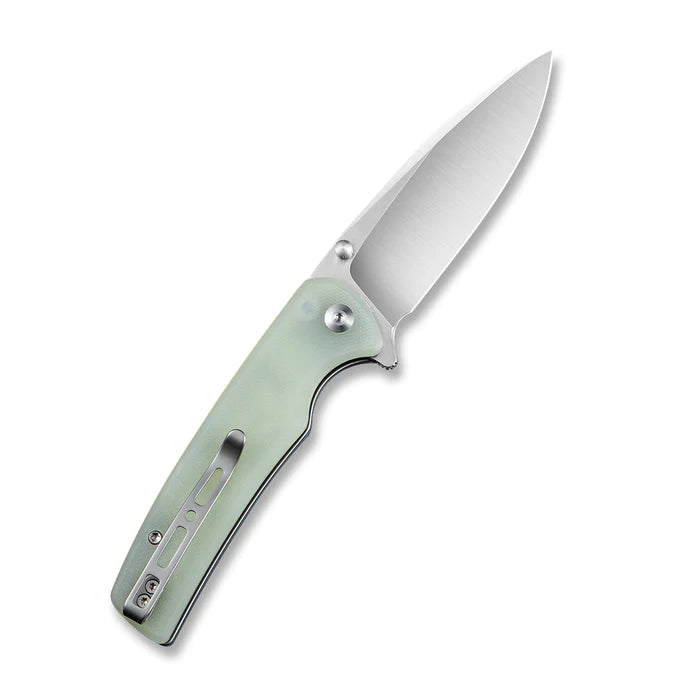 SENCUT Sachse Button Lock/Flipper Knife Natural Micarta Handle (3.47" Satin Finished 9Cr18MoV Blade) S21007-4