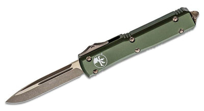 Microtech 121-13APOD Ultratech AUTO OTF Knife 3.46" Bronzed Apocolyptic Drop Point Plain Blade, OD Green
