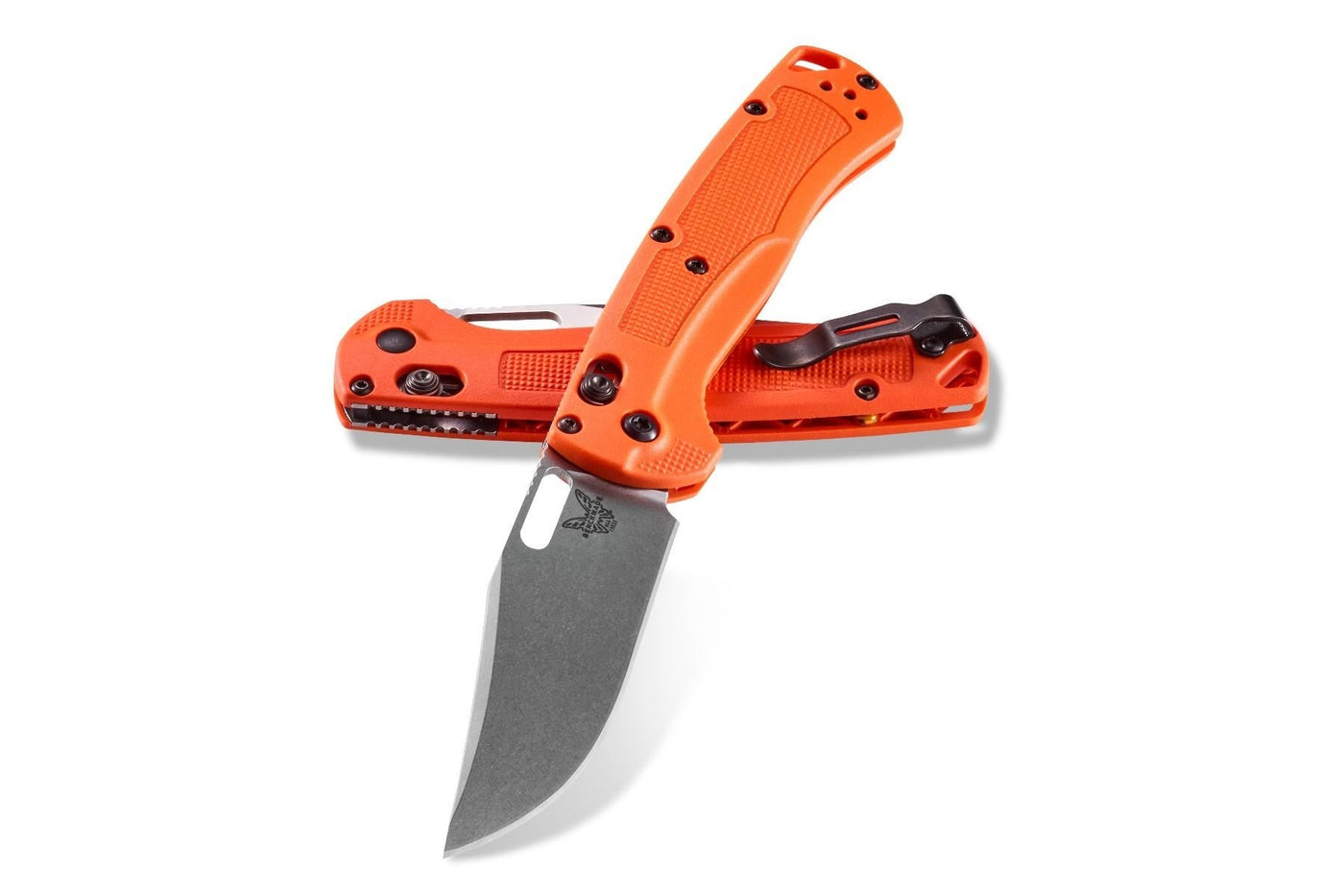Benchmade 15535 Taggedout Folding Knife - CPM - 154 Clip - Point Blade, AXIS Lock, Premium Ultralight Hunting EDC Pocket Knife with Orange Grivory Handle - timberknives.com