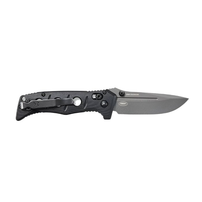 Benchmade 273GY - 1 Mini Adamas Folding Knife - CPM - CruWear Drop - Point Blade, Premium Tactical EDC Pocket Knife with Black G10 Handle - timberknives.com