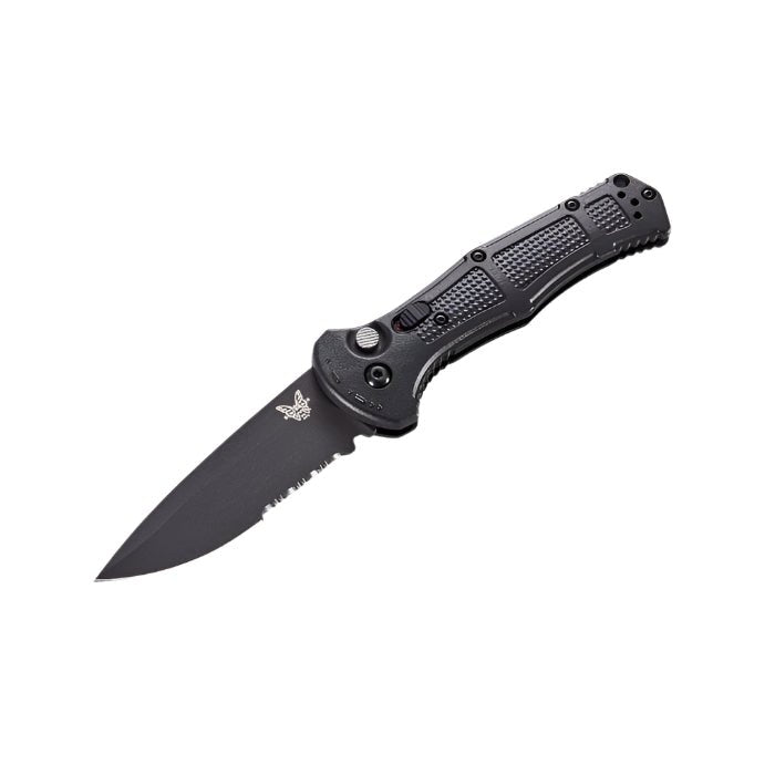 Benchmade 9070SBK Claymore Automatic Knife - CPM - D2 Drop - Point Blade, Push - Button Opening, Premium Tactical EDC Pocket Knife with Black Grivory Handle - timberknives.com
