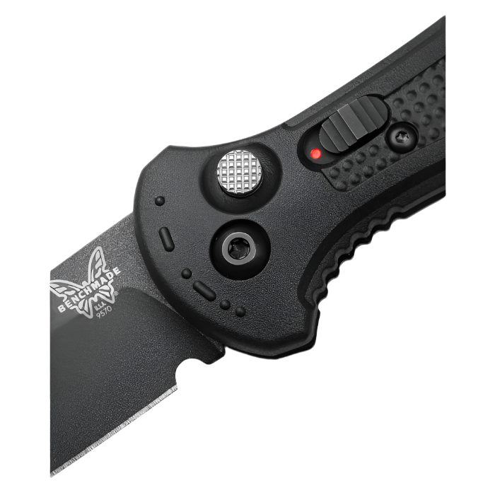 Benchmade 9570BK Mini Claymore Folding Knife - CPM - D2 Drop - Point Blade, Automatic Opening, Premium Tactical EDC Pocket Knife with Black Grivory Handle - timberknives.com
