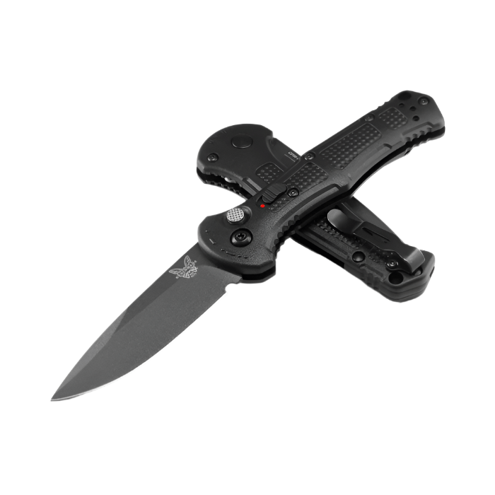 Benchmade 9570BK Mini Claymore Folding Knife - CPM - D2 Drop - Point Blade, Automatic Opening, Premium Tactical EDC Pocket Knife with Black Grivory Handle - timberknives.com