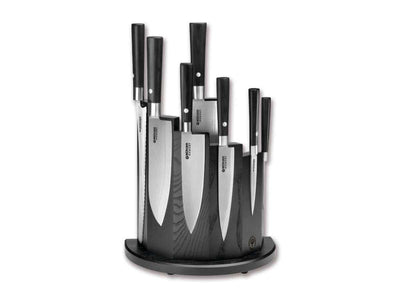 Boker Damascus Black Circle Kitchen Knife Set - Item 130425SET - timberknives.com