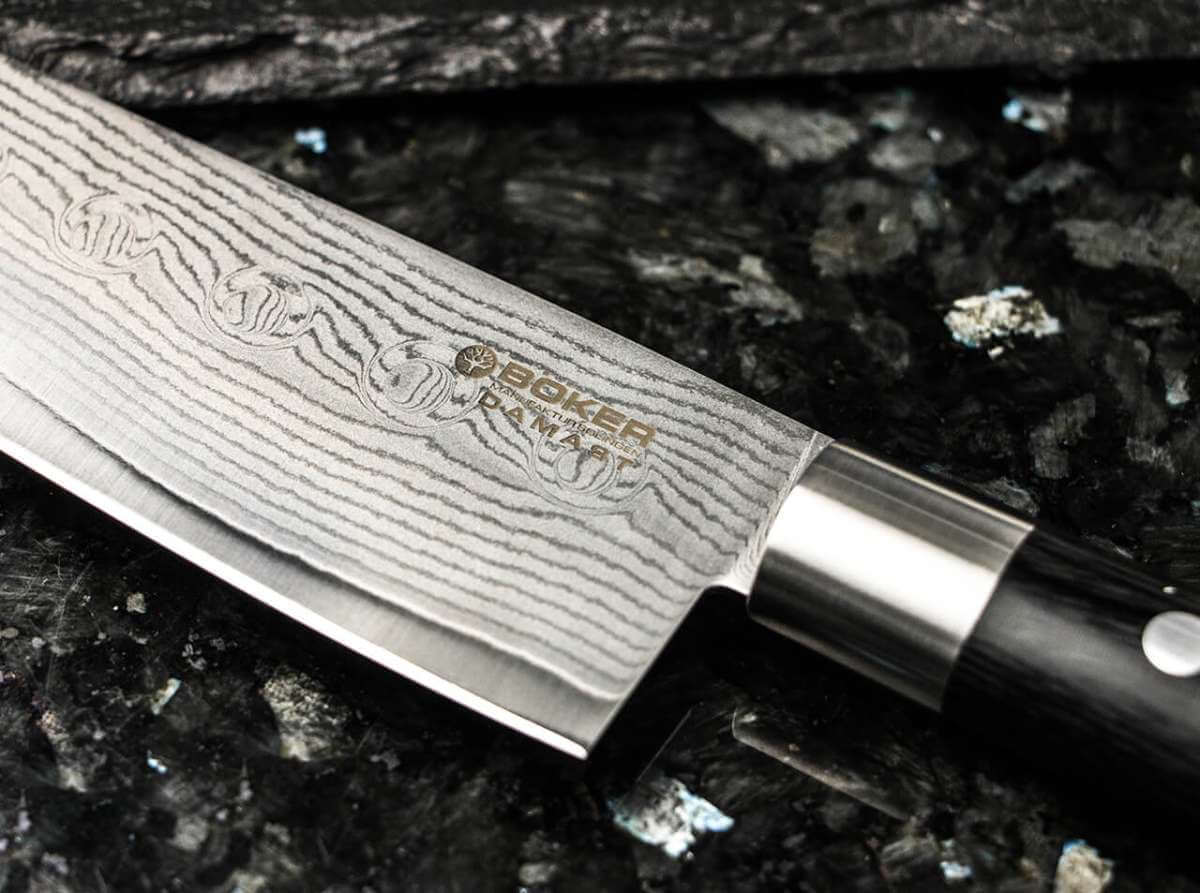 Boker Damascus Black Circle Kitchen Knife Set - Item 130425SET - timberknives.com