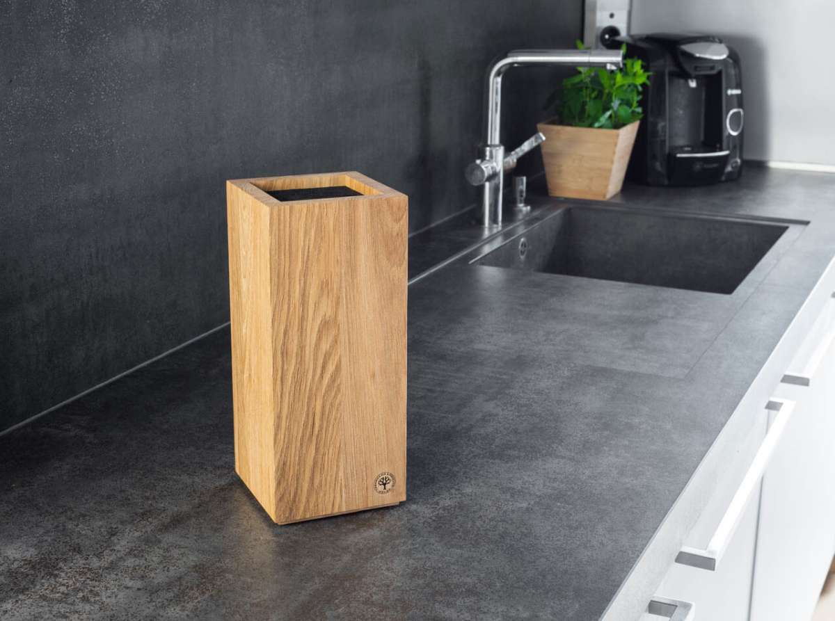 Boker Knife Block Square Oak Magnetic Knife Holder - 030419 - timberknives.com