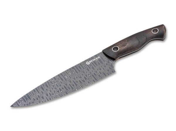 Boker Vox Saga Damascus Chef's Kitchen Fixed Blade Knife Castle Wood (7.75") - timberknives.com