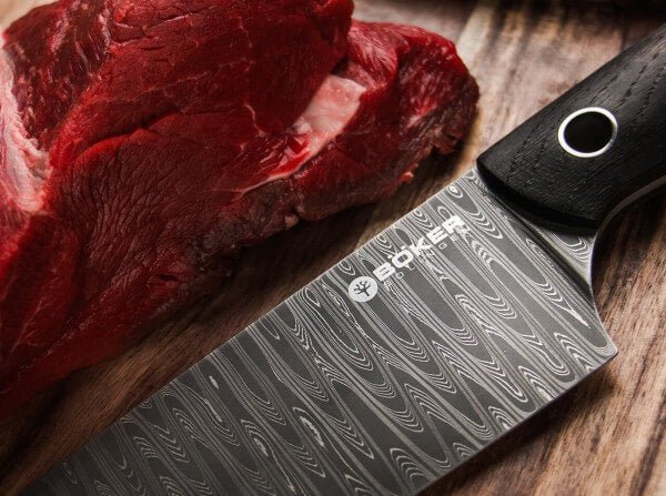 Boker Vox Saga Damascus Chef's Kitchen Fixed Blade Knife Castle Wood (7.75") - timberknives.com