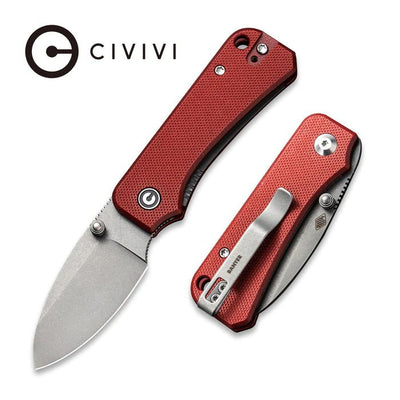 CIVIVI Baby Banter Thumb Stud Knife Burgundy G10 Handle (2.34" Nitro - V Blade) - C19068S - 6 - timberknives.com