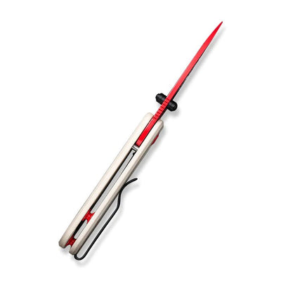CIVIVI Baby Banter Thumb Stud Knife Ivory G10 Handle (2.34" Red Painted Nitro - V Blade) C19068S - 7 - C19068S - 7 - timberknives.com