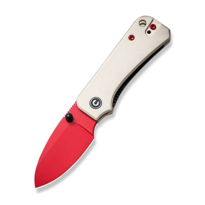 CIVIVI Baby Banter Thumb Stud Knife Ivory G10 Handle (2.34" Red Painted Nitro - V Blade) C19068S - 7 - C19068S - 7 - timberknives.com