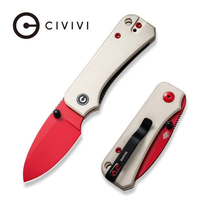 CIVIVI Baby Banter Thumb Stud Knife Ivory G10 Handle (2.34" Red Painted Nitro - V Blade) C19068S - 7 - C19068S - 7 - timberknives.com