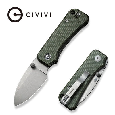 CIVIVI Baby Banter Thumb Stud Knife Micarta Handle (2.34" Nitro - V Blade) - C19068SB - 1 - timberknives.com